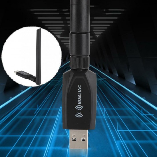 1200M Dual-band Driver-Free USB 3.0 Wireless 5.8G/2.4G AC Network Card WIFI Receiver for WindowsXP/Win7/Vista/Win8/Win10