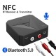 2 In 1 NFC-enabled bluetooth V5.0 Audio Transmitter Receiver 3.5mm Aux RCA Wireless Audio Adapter For TV PC Headphone Car Stereo System Home Sound System