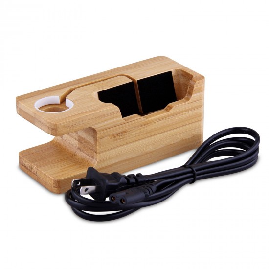3 USB Port Bamboo Wood Charging Dock Station Phone Holder for 38mm and 42mm Smartphone