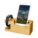 3 USB Port Bamboo Wood Charging Dock Station Phone Holder for 38mm and 42mm Smartphone
