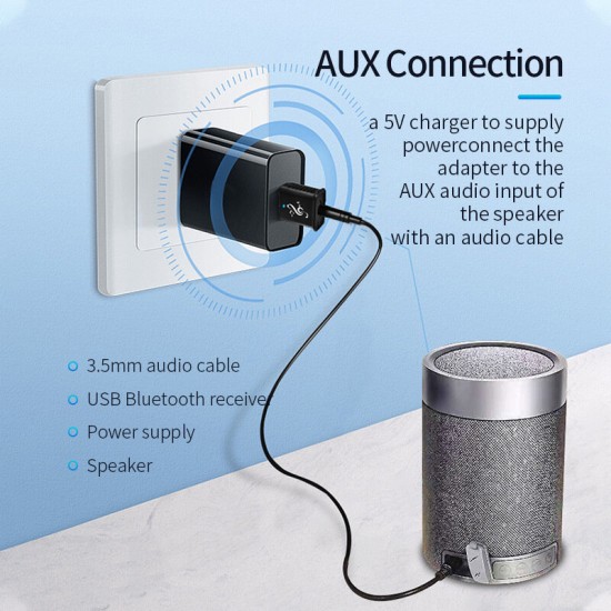 3.5mm AUX Stereo Wireless Adapter USB bluetooth 5.0 Music Transmitter Receiver For TV Speaker Earphone