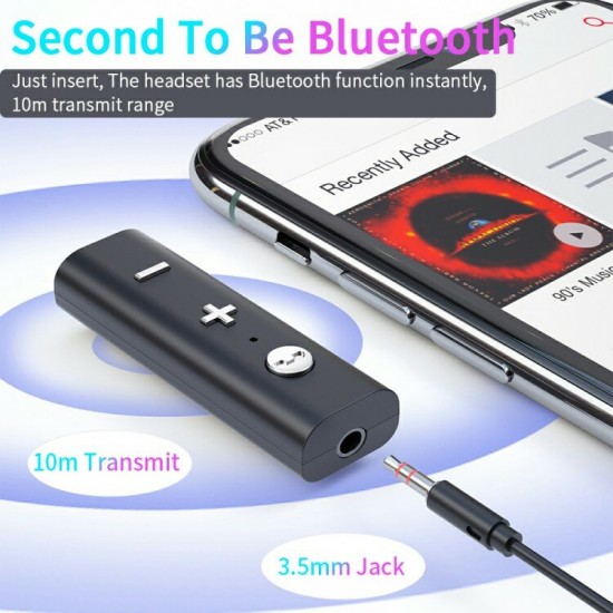 3.5mm Bluetooth 5.0 Receiver Audio Adapter with Collar Clip for Car Earphone for Samsung Galaxy Note S20 Huawei Mate40 OnePlus 8 Pro