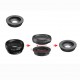 5 in 1 Universal Professional Mobile Phone Photography HD Glass Phone Lens 198° Fisheye Lens 15X Macro Lens 0.63X Super Wide Angle Lens 2X Telescope Lens CPL Lens with Phone Clip and Storage Bag