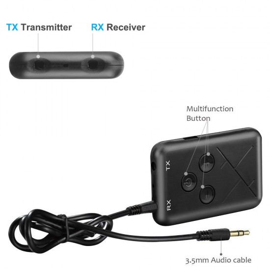 Hi-fi bluetooth V4.2 Transceiver Adapter 2 in 1 Stereo 3.5mm Audio Music Wireless RX TX Low Latency Stereo Transmitter Receiver