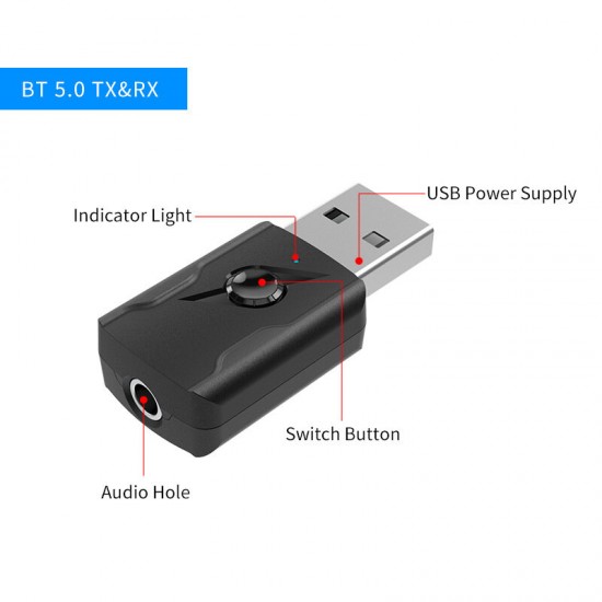 M136 bluetooth 5.0 Transmitter AUX Receiver USB Dual Output Computer Audio Adapter For TV Laptop Computer