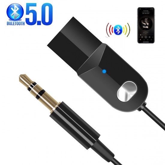 USB bluetooth 5.0 Receiver Dongle Cable Adapter 3.5mm Jack Aux bluetooth Music Transmitter Speaker Audio Player For Car