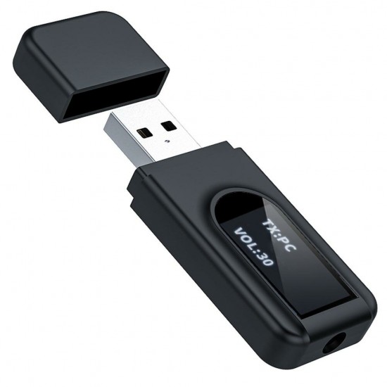USB bluetooth 5.0 Transmitter Receiver 3.5mm AUX Jack LCD Display Wireless Adapter For TV Stereo Speaker Earphone USB bluetooth 5.0 Transmitter Receiver 3.5mm AUX Jack LCD Display Wireless Adapter For TV Stereo Speaker Earphone