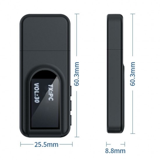 USB bluetooth 5.0 Transmitter Receiver 3.5mm AUX Jack LCD Display Wireless Adapter For TV Stereo Speaker Earphone