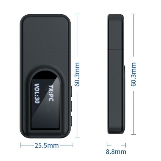USB bluetooth 5.0 Transmitter Receiver 3.5mm AUX Jack LCD Display Wireless Adapter For TV Stereo Speaker Earphone USB bluetooth 5.0 Transmitter Receiver 3.5mm AUX Jack LCD Display Wireless Adapter For TV Stereo Speaker Earphone
