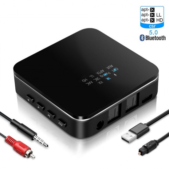 bluetooth 5.0 Audio Transmitter Receiver Wireless Audio Adapter 3.5mm Aux Audio Adapter Pair With Two bluetooth Devices For TV PC Home Sound System Car Sound System