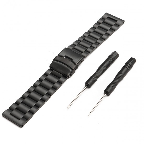 Black Metal Stainless Steel Watch Wrist Band Strap for Fenix 3/HR