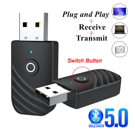 SY319 bluetooth 5.0 Audio Receiver Transmitter Adapter 3 In 1 Mini 3.5mm Jack AUX USB Stereo Music Wireless Adapter for TV Car PC Headphones