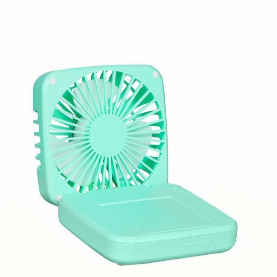 Portable Mini Adjustable Speeds Silent USB Rechargable Desktop Fan with Mirror and Phone Holder Stand