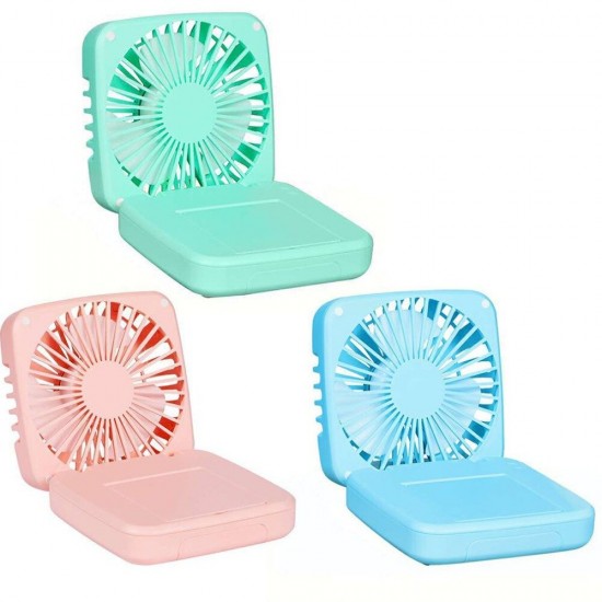 Portable Mini Adjustable Speeds Silent USB Rechargable Desktop Fan with Mirror and Phone Holder Stand