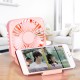 Portable Mini Adjustable Speeds Silent USB Rechargable Desktop Fan with Mirror and Phone Holder Stand