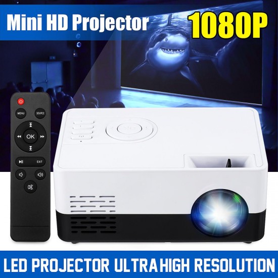 J9A Mini LED Projector 1080P Portable Pocket 3D HD Home Cinema Theater HDMI/USB/SD