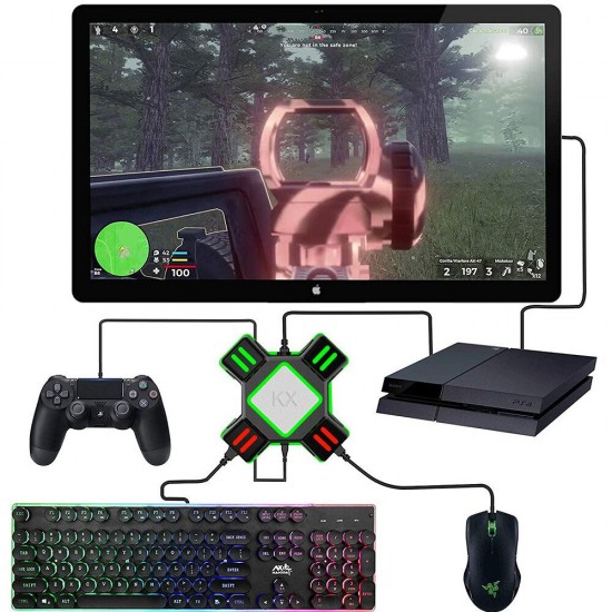 KX USB Game Controllers Adapter Converter Video Game Keyboard Mouse Converter for Switch/Xbox/PS4/PS3 KX USB Game Controllers Adapter Converter Video Game Keyboard Mouse Converter for Switch/Xbox/PS4/PS3