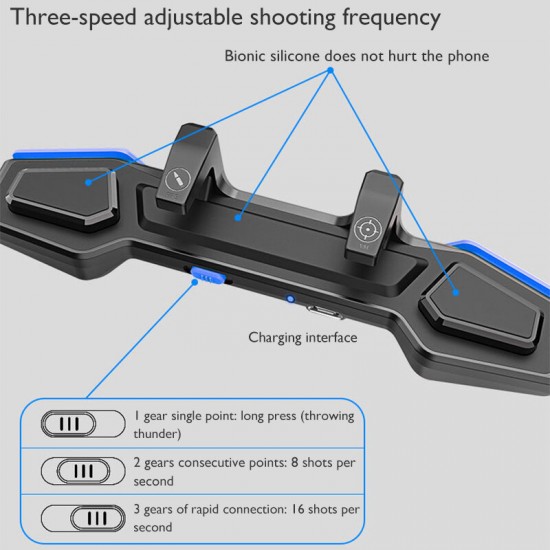 AK01 3 Gear Frequency Adjustable Moible Phone Shooting Game Gaming Capacitance Controller Joystick Trigger Gamepad for for iPhone Android