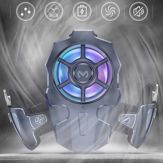 AK03 Multi-function Adjustable Gear Low Noise Moible Phone Shooting Game Gaming Controller Joystick Trigger Gamepad Cooler with RGB Light AK03 Multi-function Adjustable Gear Low Noise Moible Phone Shooting Game Gaming Controller Joystick Trigger Gamepad Cooler with RGB Light