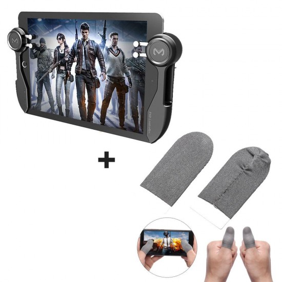 Six Finger Mobile Game Controller Gamepad + 1 Pair Breathable Sweat Proof Touch Screen Sleeves