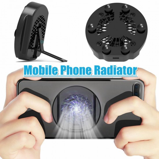 Mobile Cell Phone Radiator Cooler Cooling Fan Stand Mount Holder USB Charging Game Anti-Heat Tool For Tablet Six Finger Game Joystick