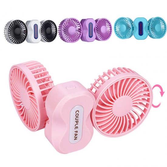 Portable Couples Fan Rechargeable Battery Air Conditioning 2 Motors Ventilador Fans Mini USB Desk