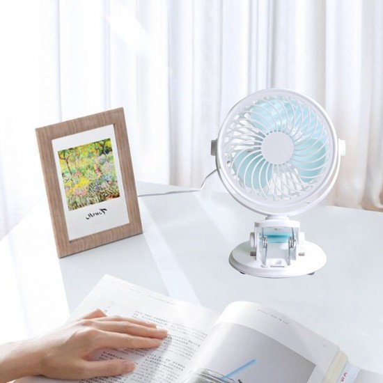 Portable Fan Rechargeable 360° Rotation Clip Mini USB Fan Car Desk