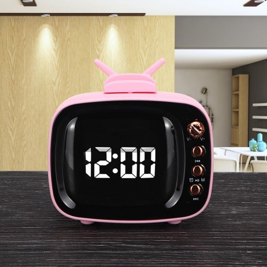 Portable Retro Speaker TV Design Mobile Phone Holder Stand bluetooth Alarm Clock