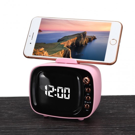 Portable Retro Speaker TV Design Mobile Phone Holder Stand bluetooth Alarm Clock Portable Retro Speaker TV Design Mobile Phone Holder Stand bluetooth Alarm Clock