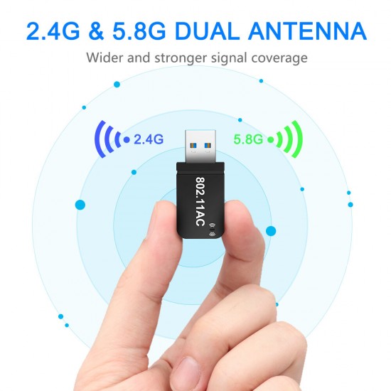 1200Mbps USB bluetooth 5.0 Dongle Adapter Dual Band Wireless Lan Wi-Fi Ethernet Antenna Dongle for PC Computer