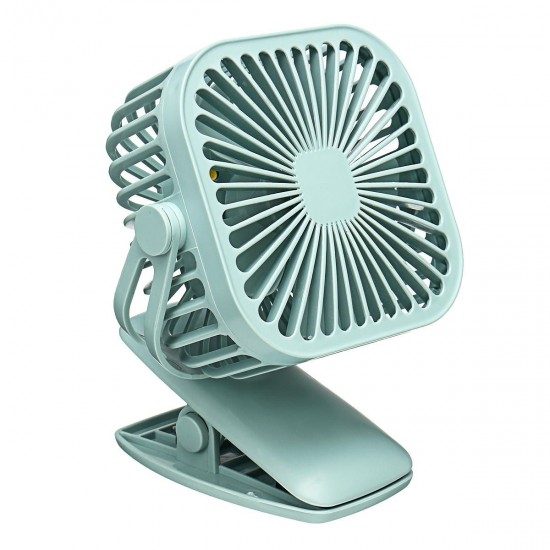 Square Shape USB Charging Mini Cooling Fan with Clip Head Desktop Small Fan