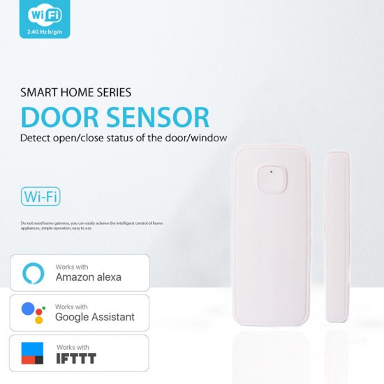 Smart WiFi Door&Window Sensor Alarm Compatible with Alexa and Google Home 2.4g Wireless Control by app for Home Security Smart WiFi Door&Window Sensor Alarm Compatible with Alexa and Google Home 2.4g Wireless Control by app for Home Security