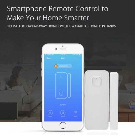 Smart WiFi Door&Window Sensor Alarm Compatible with Alexa and Google Home 2.4g Wireless Control by app for Home Security