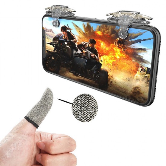 1 Pair of Mobile Game Controller Gamepad Trigger Shooter Joystick + Touch Screen Thumbs Finger Sleeve for Mobile Game