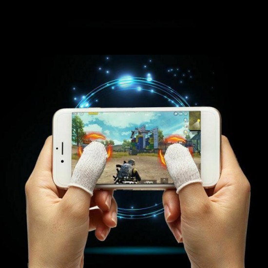 1 Pair of Mobile Game Controller Gamepad Trigger Shooter Joystick + Ultral-Thin Sweat-proof Touch Screen Finger Sleeve