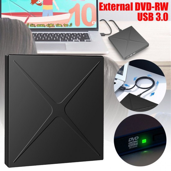 USB 3.0 External DVD Reader CD DVD RW ROM Optical Drive Burner Writter Slim SD