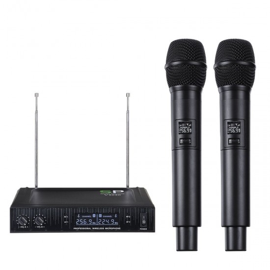 V2020 VHF Wireless Microphone System Cordless Dual Handheld Mic Karaoke Singing V2020 VHF Wireless Microphone System Cordless Dual Handheld Mic Karaoke Singing