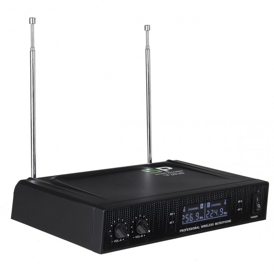 V2020 VHF Wireless Microphone System Cordless Dual Handheld Mic Karaoke Singing V2020 VHF Wireless Microphone System Cordless Dual Handheld Mic Karaoke Singing