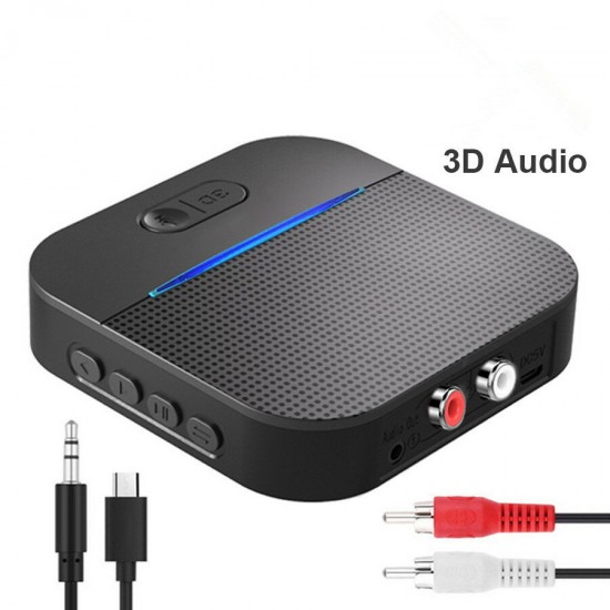 B16 bluetooth 5.0 RCA Receiver With 3D Surround Low Latency 3.5mm Jack Aux Wireless Adapter Car Audio Transmitter