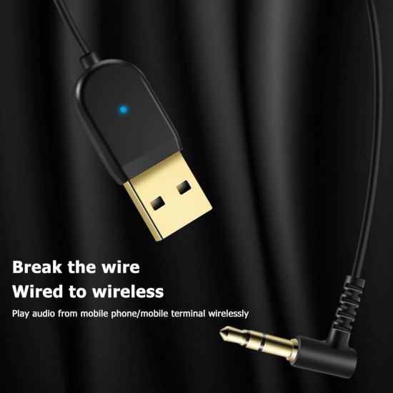 bluetooth 5.0 Adapter Wired USB 3.5mm AUX Jack Receiver Transmitter LED Indicator Audio Dongle for Laptop Car Music Speaker bluetooth 5.0 Adapter Wired USB 3.5mm AUX Jack Receiver Transmitter LED Indicator Audio Dongle for Laptop Car Music Speaker