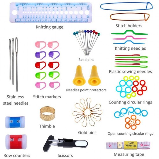 100pcs Ergonomic Crochet Hooks Set, Knitting Needle Kit & Zipper Organizer Case