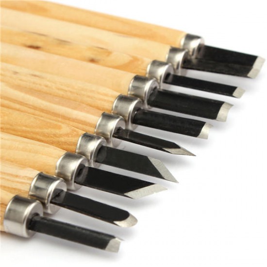 10pcs Wood Carving Chisel Set High Carbon Steel with Wooden Handle 10pcs Wood Carving Chisel Set High Carbon Steel with Wooden Handle