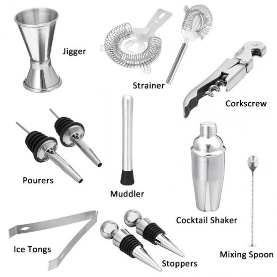 1/10/12PCS 750ml Stainless Steel Cocktail Shaker Mixer Drink Set Bartender Bar Tool