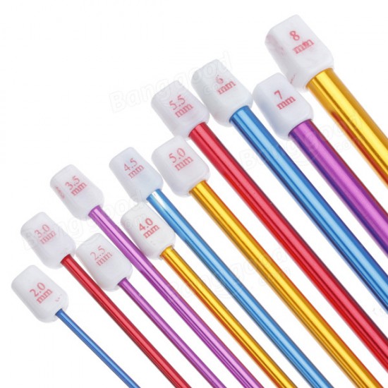 11pcs Aluminum Crochet Lead Hooks Colorful Knitting Needle Craft Kit