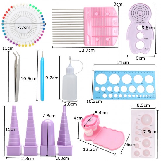 11pcs Paper Board Mould Crimper Comb Ruler Pins Tools Set DIY Craft Kit