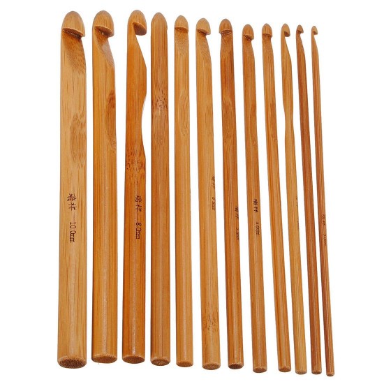 12 Bamboo Handle Crochet Hooks Needle Set 12 Bamboo Handle Crochet Hooks Needle Set