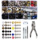 120Pcs Metal Buttons Set Press Studs with 4Pcs Fixing Tools 1Pcs Pliers