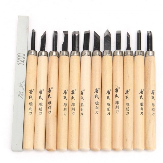 12Pcs Wood Carving Hand Chisel Tool Set Wood Working Professional Gouges + Case