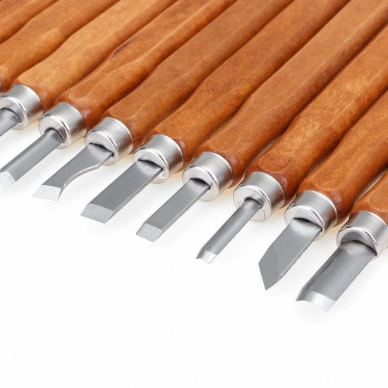 12Pcs Wood Carving Tool Woodcut Steel Hand Cutter Whetstone Set SK2 Cutter DIY Tool