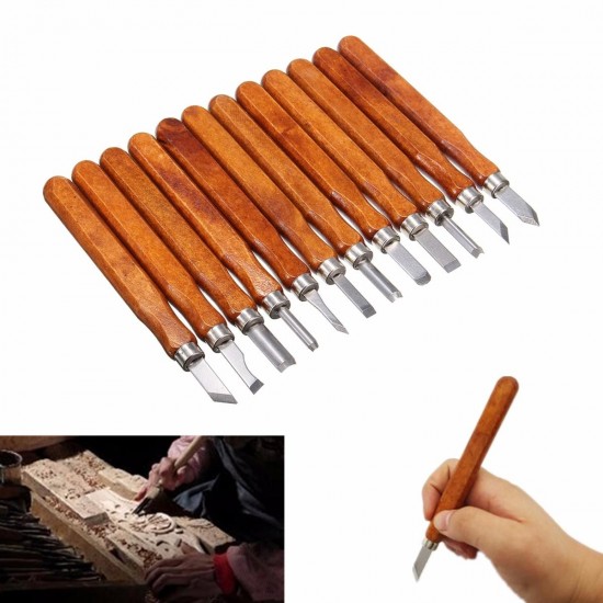 12Pcs Wood Carving Wood Working Hand Chisel Set Professional Lathe Gouges Tool